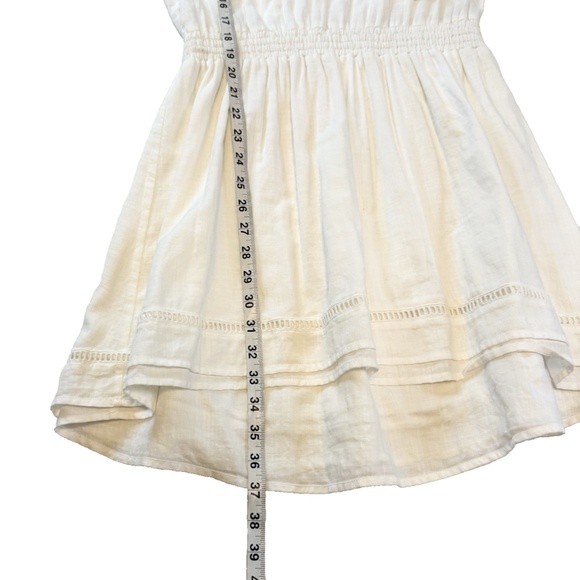 The Normal Brand Size S White Bell Sleeve Mini Dress Slub Twill Boho Tassel Trim - Picture 5 of 16